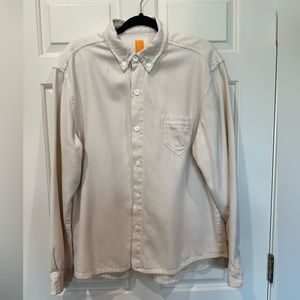 Vertical by Robert Comstock, men’s ivory button-down long sleeve 100% co…